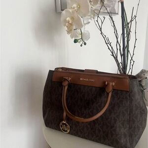 Michael Kors Brown Satchel with Signature Monogram